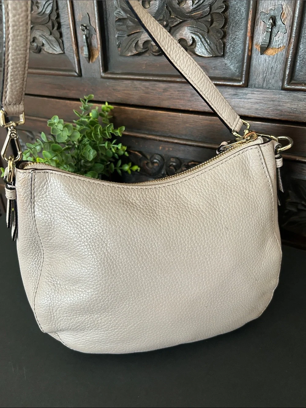 kate spade Pebbled Leather Shoulder Crossbody in Taupe